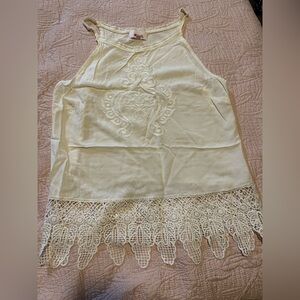 BONGO Cream Crochet Trim Sleeveless Top
